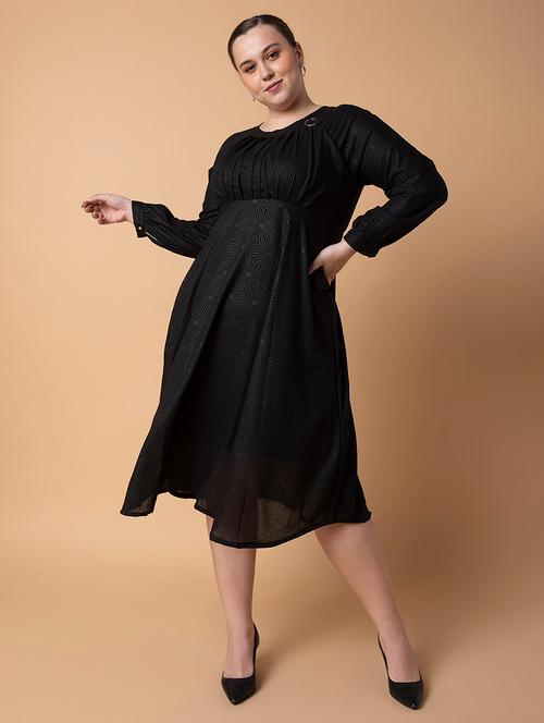 women plus size printed fit & flare dress - 21463632 - Very Small Image - 1
