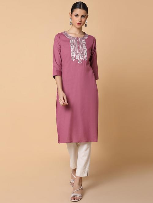 women three quarter sleeve straight kurta - 21463651 - Very Small Image - 1