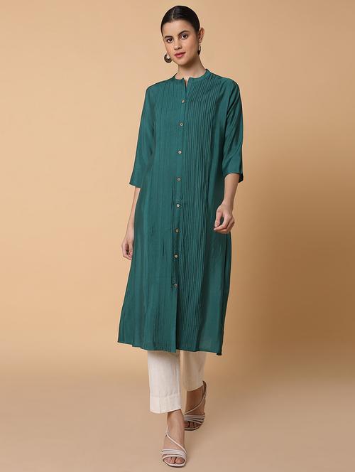 women three quarter sleeve a-line kurta - 21463657 - Very Small Image - 1