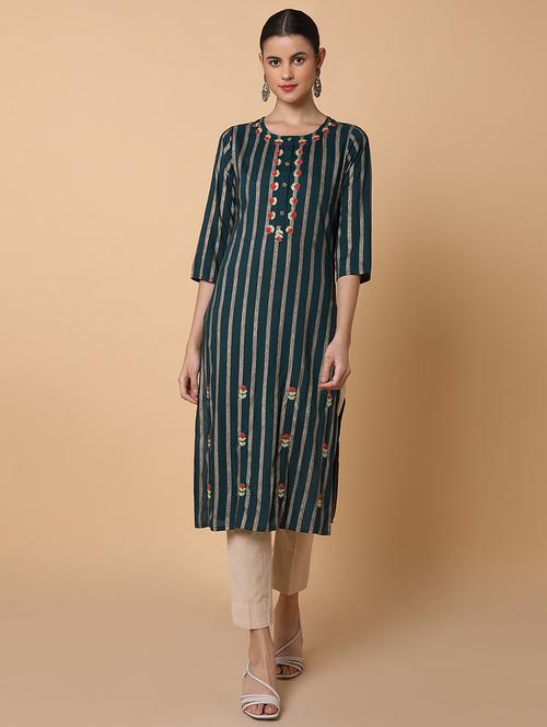 women three quarter sleeve straight kurta - 21463672 - Very Small Image - 1