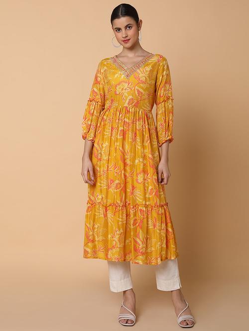 women three quarter sleeve anarkali kurta - 21463680 - Very Small Image - 1