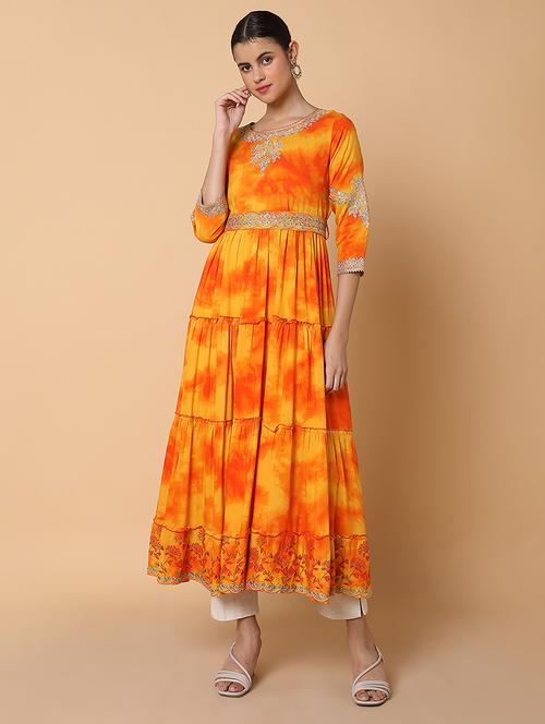 Women Three Quarter Sleeve Anarkali Kurta - 21463683 - Very Small Image - 1
