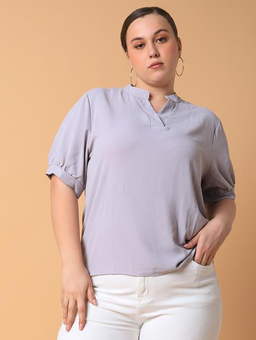 women plus size solid regular fit top - 21463773 - Very Small Image - 1