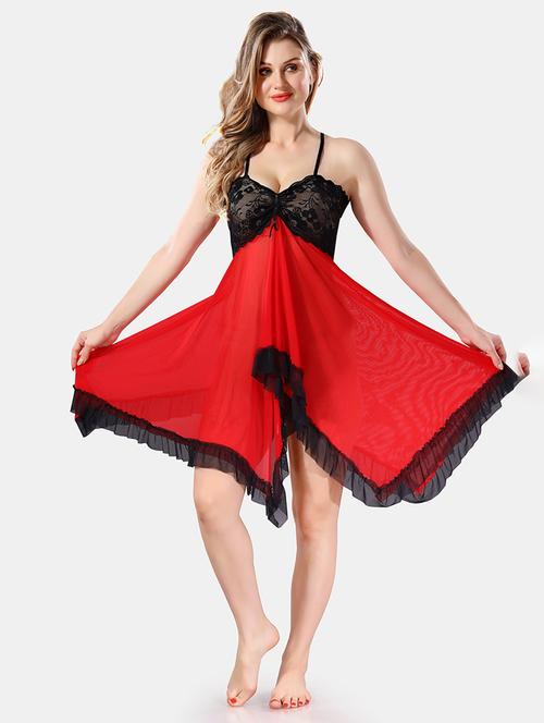 women lace detailed net babydoll - 21466199 - Very Small Image - 1