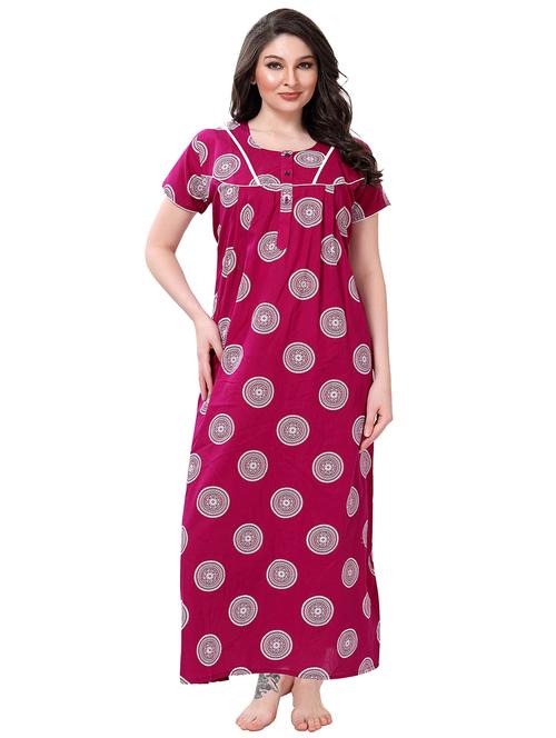 women round neck printed nighty - 21466472 - Very Small Image - 1
