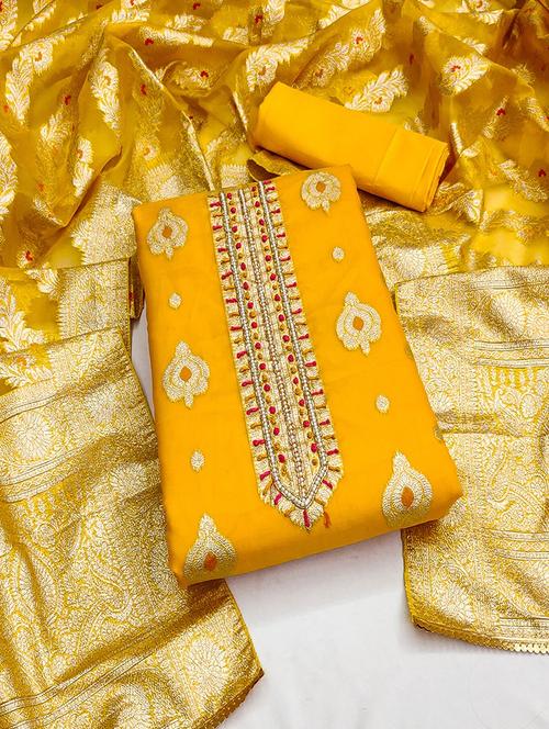 women embroidered unstitched suit set - 21467436 - Very Small Image - 1