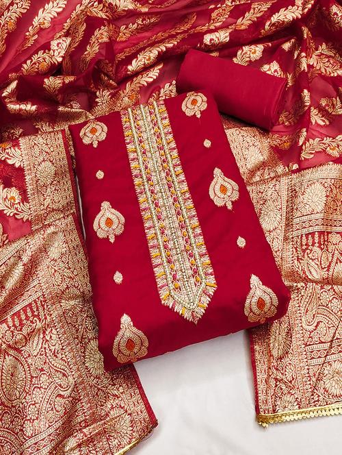 Women Embroidered Unstitched Suit Set - 21467438 - Very Small Image - 1