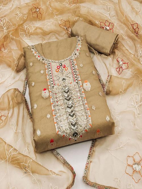 women zari work unstitched suit set - 21467562 - Very Small Image - 1