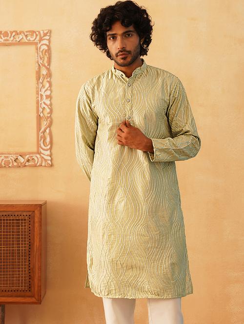 men embroidered mandarin neck long kurta  - 21467720 - Very Small Image - 1