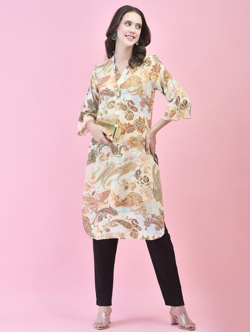 women white rayon straight kurta - 21468129 - Very Small Image - 1