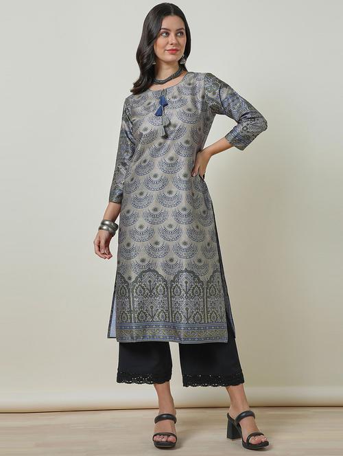 women three quarter sleeve printed a-line kurta - 21468425 - Very Small Image - 1