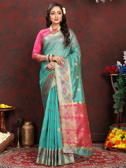 women self design banarasi saree with blouse - 21469079 - Very Small Image - 1