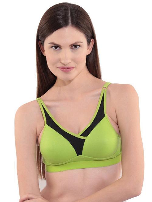 women color blocked cotton blend sports bra - 21470406 - Very Small Image - 1