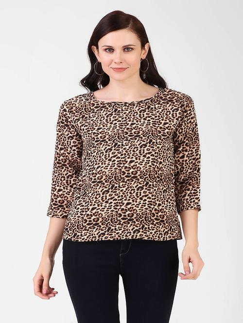 women brown animal printed top - 21472349 - Very Small Image - 1