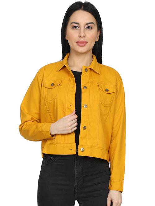 yellow solid denim jacket - 21473190 - Very Small Image - 1