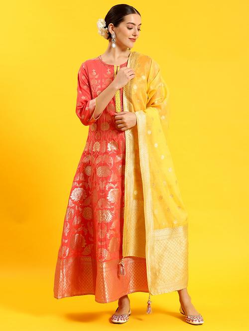 women orange self design kurta dupatta set - 21473663 - Very Small Image - 1