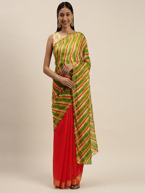 multi colored silk leheriya saree with blouse - 21473820 - Very Small Image - 1