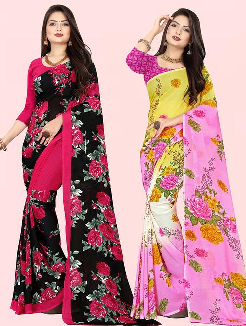 women pack of 2 casual wear combo sarees with blouse - 21473855 - Very Small Image - 1