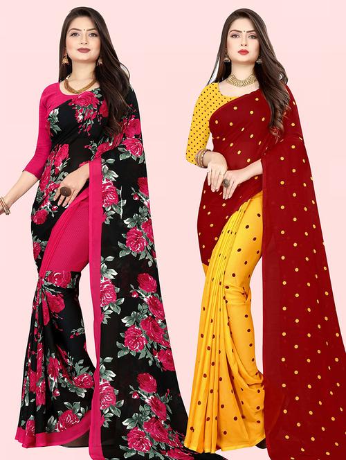 women pack of 2 casual wear combo sarees with blouse - 21473856 - Very Small Image - 1