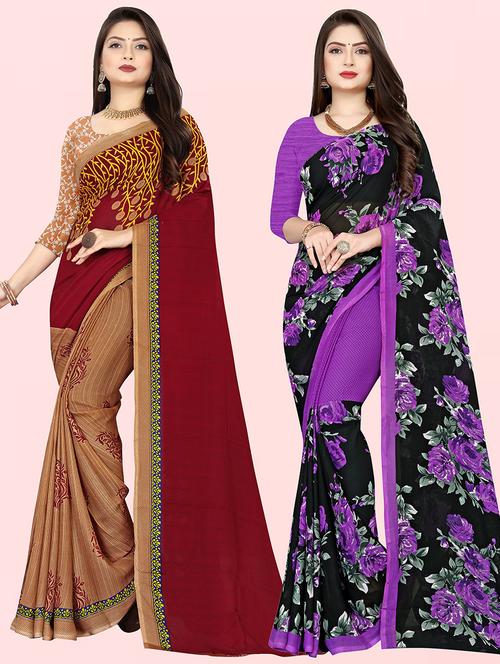 women pack of 2 casual wear combo sarees with blouse - 21473858 - Very Small Image - 1