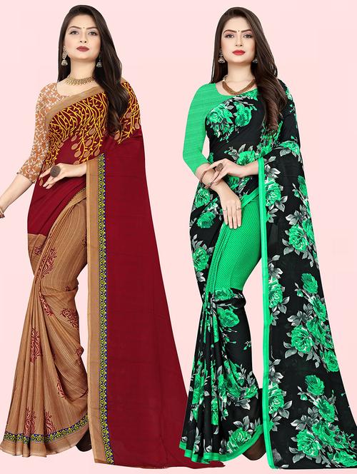 women pack of 2 casual wear combo sarees with blouse - 21473859 - Very Small Image - 1
