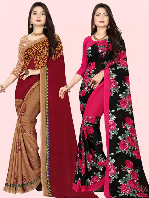 women pack of 2 casual wear combo sarees with blouse - 21473861 - Very Small Image - 1