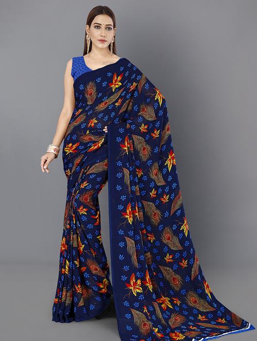 women casual wear georgette saree with blouse - 21473871 - Very Small Image - 1