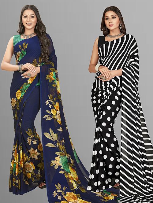 women pack of 2 casual wear combo sarees with blouse - 21473876 - Very Small Image - 1