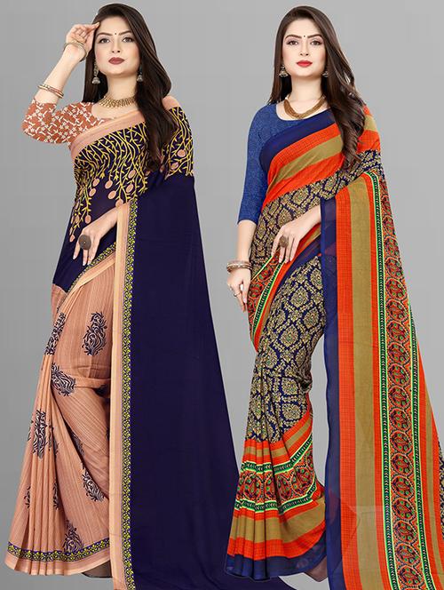 women pack of 2 casual wear combo sarees with blouse - 21473878 - Very Small Image - 1
