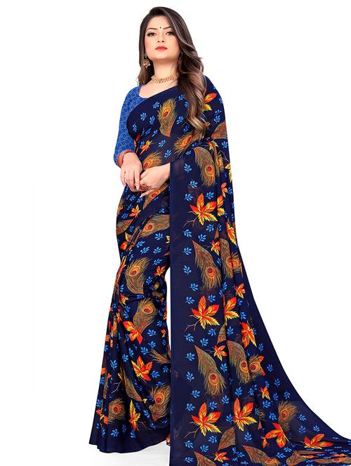 women printed casual wear saree with blouse - 21473883 - Very Small Image - 1