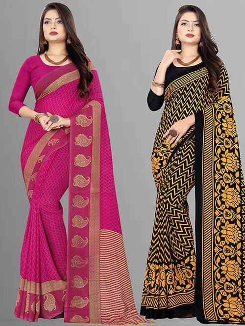 women pack of 2 casual wear combo sarees with blouse - 21473921 - Very Small Image - 1