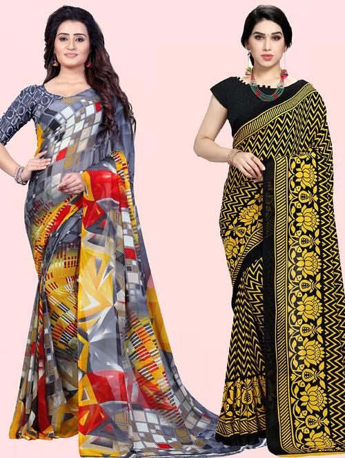 women pack of 2 casual wear combo sarees with blouse - 21473922 - Very Small Image - 1