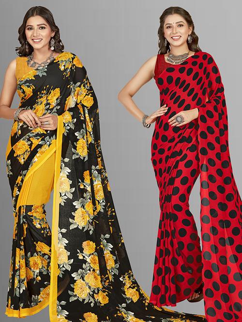 women pack of 2 casual wear combo sarees with blouse - 21473925 - Very Small Image - 1