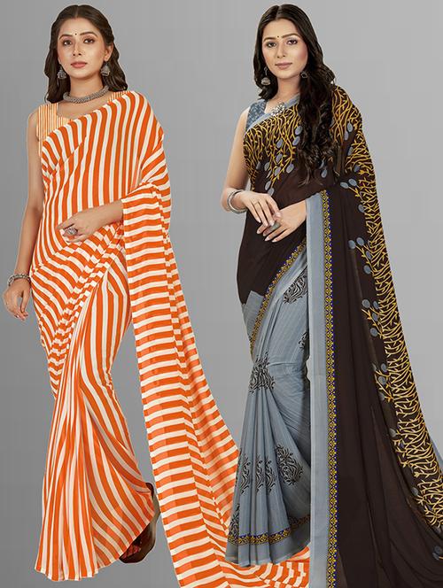 women pack of 2 casual wear combo sarees with blouse - 21473928 - Very Small Image - 1