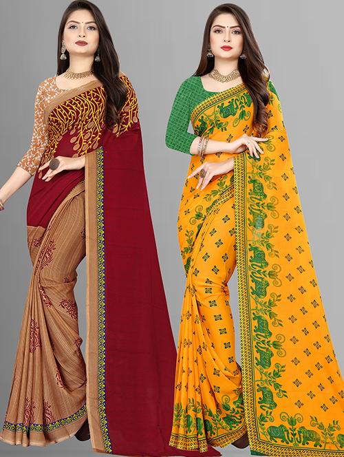 women pack of 2 casual wear combo sarees with blouse - 21473932 - Very Small Image - 1