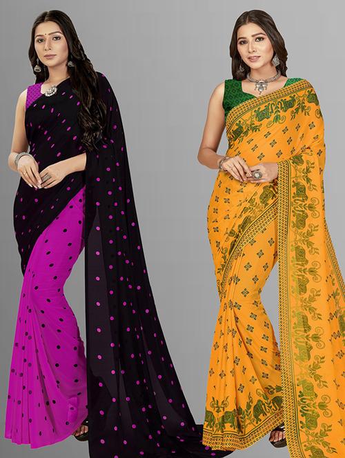 women pack of 2 casual wear combo sarees with blouse - 21473945 - Very Small Image - 1