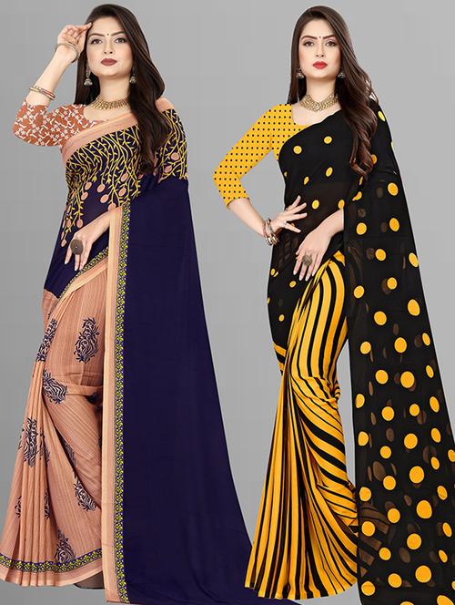 women pack of 2 casual wear combo sarees with blouse - 21473948 - Very Small Image - 1