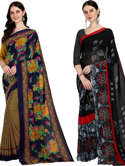 women pack of 2 casual wear combo sarees with blouse - 21473949 - Very Small Image - 1