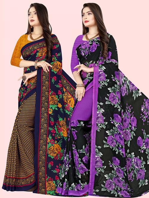 women pack of 2 casual wear combo sarees with blouse - 21473952 - Very Small Image - 1