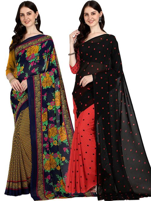 women pack of 2 casual wear combo sarees with blouse - 21473959 - Very Small Image - 1