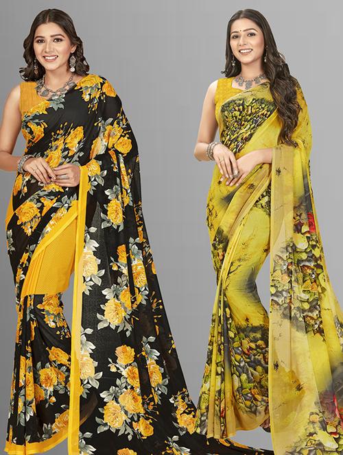 women pack of 2 casual wear combo sarees with blouse - 21473962 - Very Small Image - 1