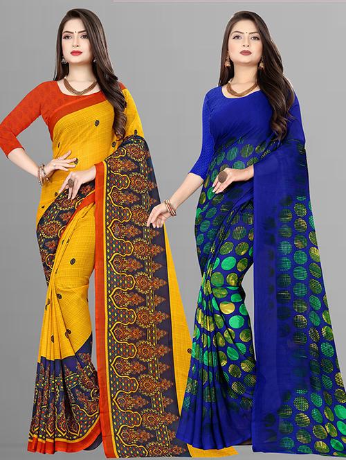 women pack of 2 casual wear combo sarees with blouse - 21473994 - Very Small Image - 1