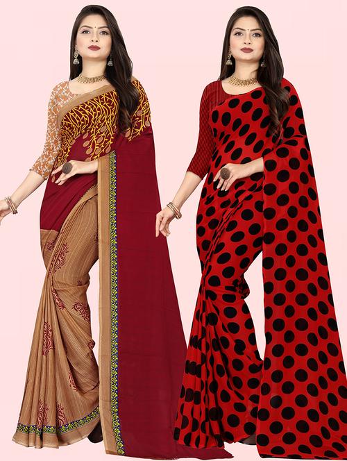 women pack of 2 casual wear combo sarees with blouse - 21474032 - Very Small Image - 1