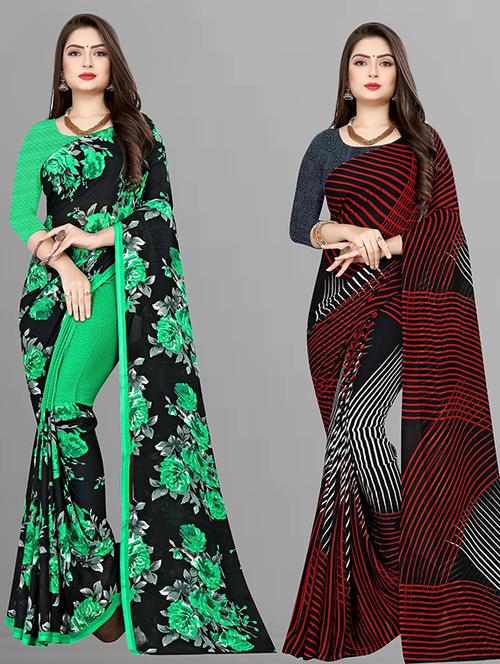 women pack of 2 casual wear combo sarees with blouse - 21474053 - Very Small Image - 1