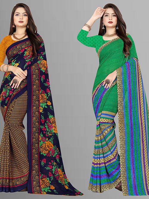 women pack of 2 casual wear combo sarees with blouse - 21474055 - Very Small Image - 1