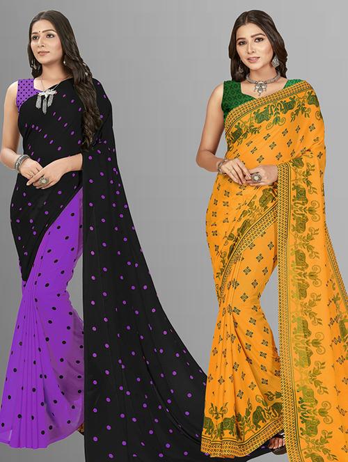women pack of 2 casual wear combo sarees with blouse - 21474058 - Very Small Image - 1