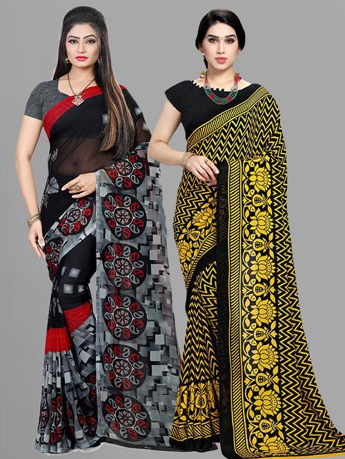 women pack of 2 casual wear combo sarees with blouse - 21474122 - Very Small Image - 1