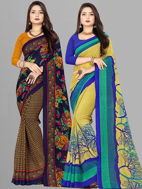 women pack of 2 casual wear combo sarees with blouse - 21474130 - Very Small Image - 1