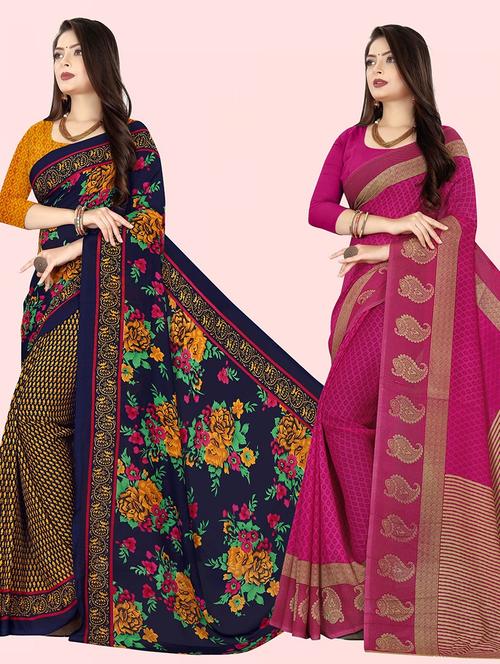 women pack of 2 casual wear combo sarees with blouse - 21474138 - Very Small Image - 1