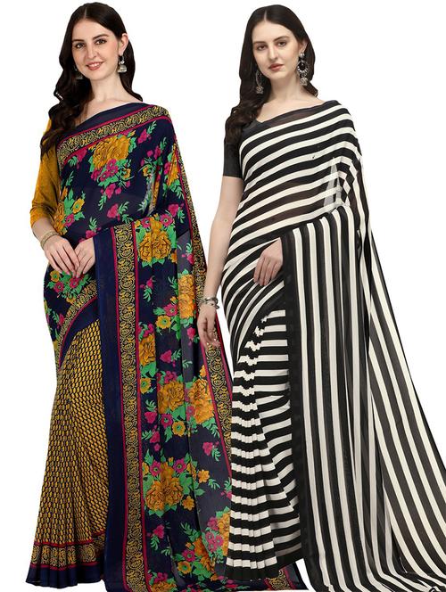 women pack of 2 casual wear combo sarees with blouse - 21474143 - Very Small Image - 1